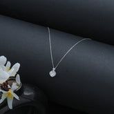 Round Solitaire Silver Pandant Chain